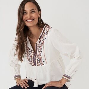 NWT Faherty Maisie top white feather flock